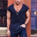 Men's Solid Color V-neck Casual Breathable T-Shirt