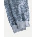 Men Gray Camo Loungewear Jumpsuit Thicken Thermal Loose Zip Down Hooded Home Pajamas With Pockets