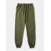 Mens Solid Color Casual Sports Drawstring Waist Jogger Pants