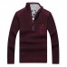 Men’s Casual Thicken Patchwork Half  Zipper Stand Collar Chest Pocket Knit Pullovers Sweaters