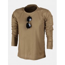 Men Solid Side Pocket Long Sleeve Leisure T  Shirts