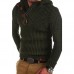 Mens Buttons Design Hooded Double Breasted Casual Tops Fit Long Sleeve Sweaters