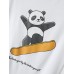 Men Surfing Panda Print Winter Sports Casual Short Sleeve Street T  Shirts