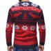 Men Casual Peaceful Deer Printed Long Sleeve Pullovers O  Neck Slim Sweaters