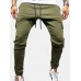 Mens Solid Color Multi  Pocket Drawstring Waist Jogger Pants