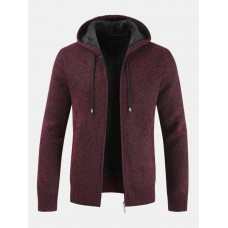 Men Plus Velvet Snowflake Cardigan Casual Hooded Collar Sweaters