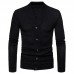 Mens Breathable V  Neck Single Breasted Pockets Long Sleeve Cardigans Coats