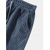 Men Corduroy Drawstring Waist Slant Pockets Cuffed Jogger Pants