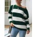 Stripe Contrast Color Thicken One Shoulder Knit Sweaters