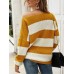 Stripe Contrast Color Thicken One Shoulder Knit Sweaters