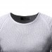 Mens Pleated Sleeve Casual Solid Color Warm Crew Neck Long Sleeve Knitted Sweaters