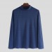 Mens Fashion High Collar Solid Color Long Sleeve Casual Shirts