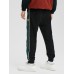 Men Corduroy Side Striped Pockets Drawstring Beam Feet Jogger Pants